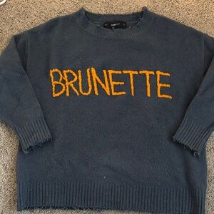 Zara Charcoal Sweater with Vibrant Orange Text